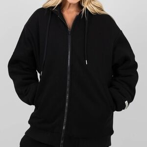 Black Full-Zip Hooded Sweatshirt